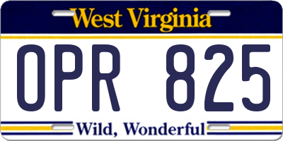 WV license plate OPR825
