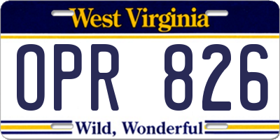 WV license plate OPR826