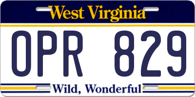WV license plate OPR829