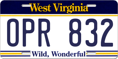 WV license plate OPR832