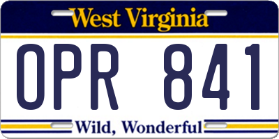 WV license plate OPR841