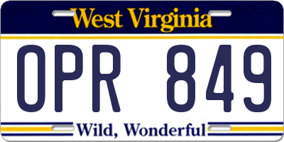 WV license plate OPR849