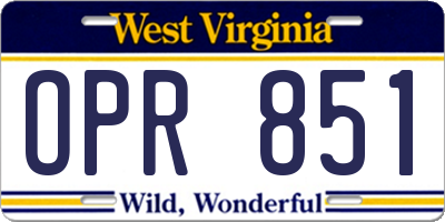 WV license plate OPR851