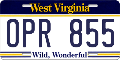 WV license plate OPR855