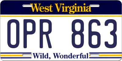 WV license plate OPR863