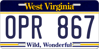 WV license plate OPR867