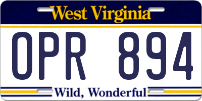 WV license plate OPR894