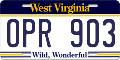 WV license plate OPR903