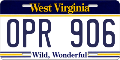 WV license plate OPR906