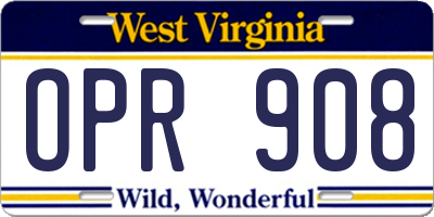 WV license plate OPR908