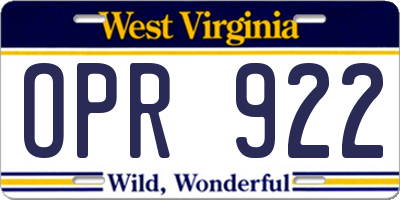 WV license plate OPR922