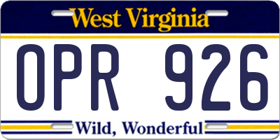 WV license plate OPR926