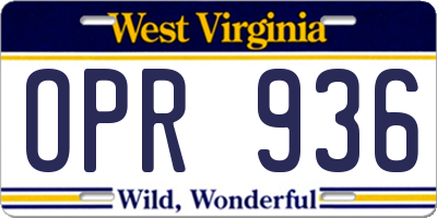 WV license plate OPR936