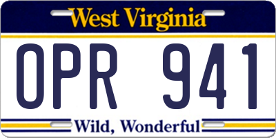 WV license plate OPR941