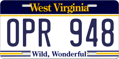 WV license plate OPR948