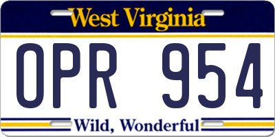 WV license plate OPR954