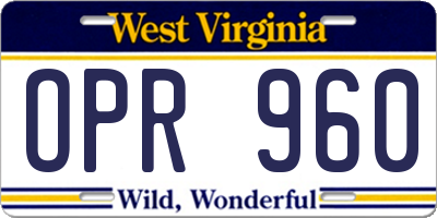 WV license plate OPR960
