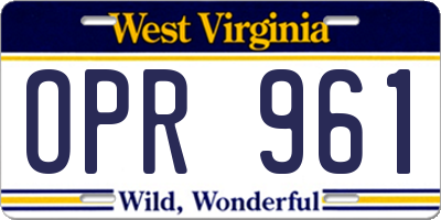 WV license plate OPR961