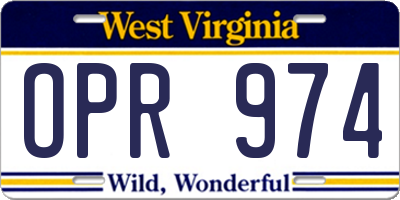 WV license plate OPR974