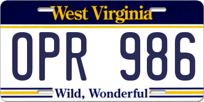 WV license plate OPR986