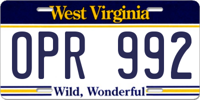 WV license plate OPR992