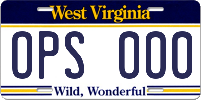 WV license plate OPS000