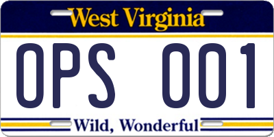 WV license plate OPS001