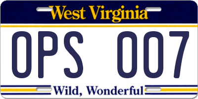 WV license plate OPS007