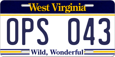 WV license plate OPS043