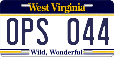 WV license plate OPS044