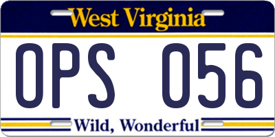 WV license plate OPS056