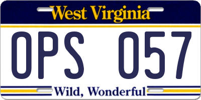 WV license plate OPS057