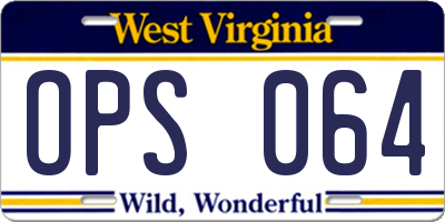 WV license plate OPS064