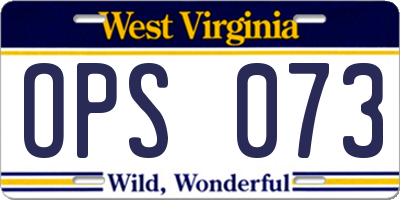 WV license plate OPS073