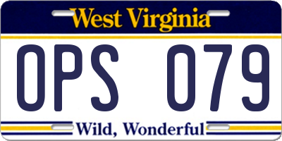 WV license plate OPS079