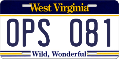 WV license plate OPS081