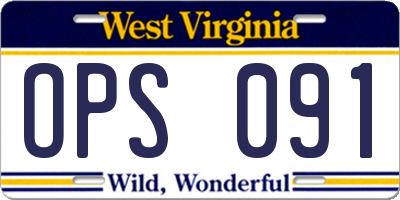 WV license plate OPS091
