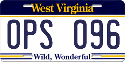 WV license plate OPS096