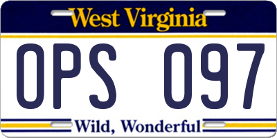 WV license plate OPS097