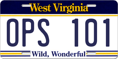 WV license plate OPS101