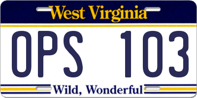 WV license plate OPS103