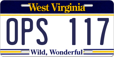 WV license plate OPS117