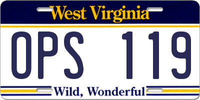 WV license plate OPS119