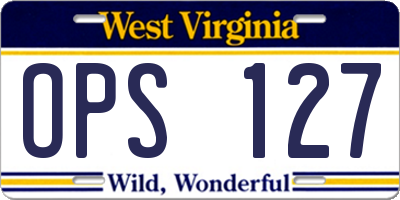 WV license plate OPS127