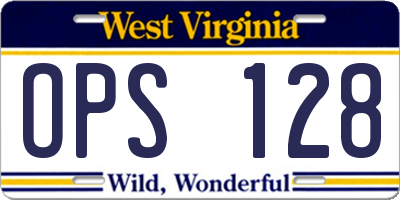 WV license plate OPS128