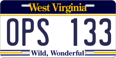 WV license plate OPS133