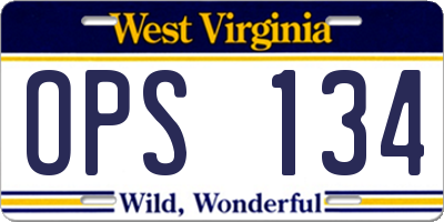 WV license plate OPS134