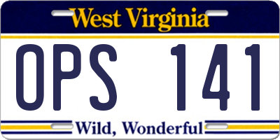 WV license plate OPS141