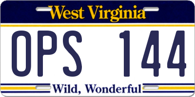WV license plate OPS144