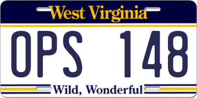 WV license plate OPS148